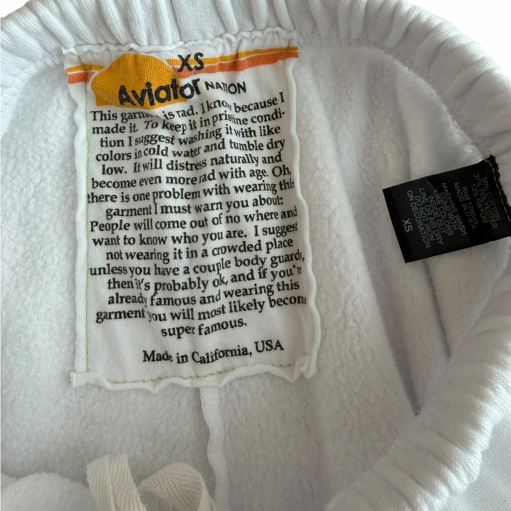 Aviator Nation Matching White Hoodie and Sweatpants set - Picture 3 of 9